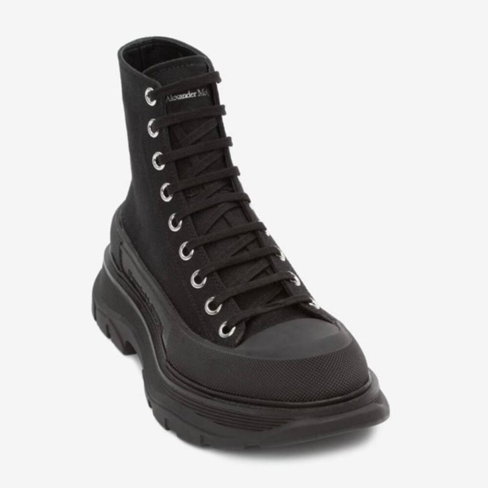 Alexander McQueen Women's Tread Slick Boot Black Platform Shoes Size 7.5